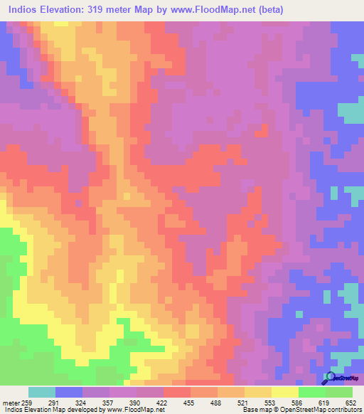 Indios,Peru Elevation Map