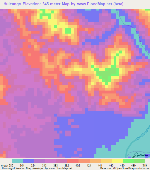 Huicungo,Peru Elevation Map