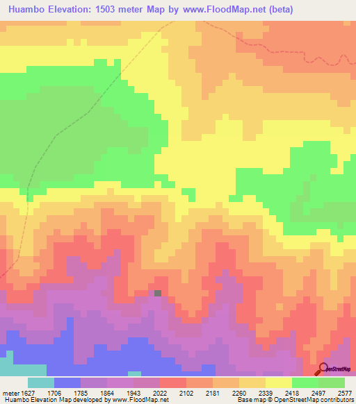 Huambo,Peru Elevation Map