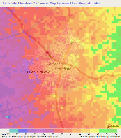 Ferrenafe,Peru Elevation Map