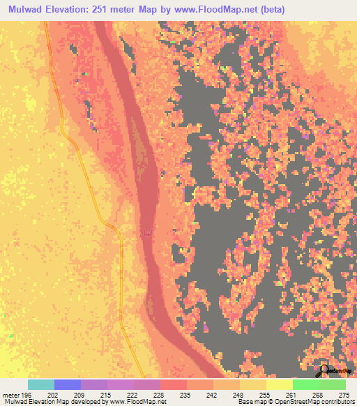 Mulwad,Sudan Elevation Map