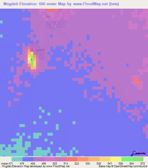 Mugdeit,Sudan Elevation Map