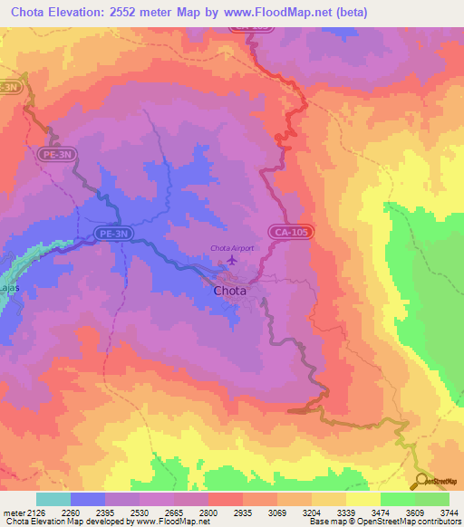 Chota,Peru Elevation Map