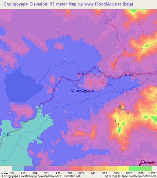 Chongoyape,Peru Elevation Map