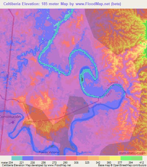 Celtiberia,Peru Elevation Map