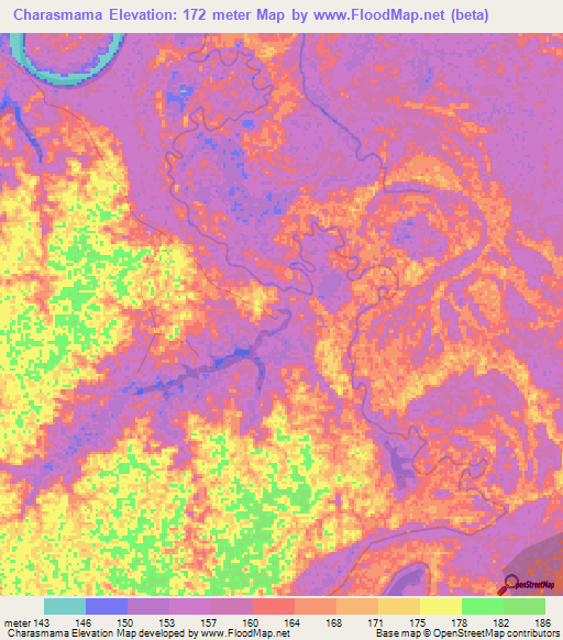Charasmama,Peru Elevation Map