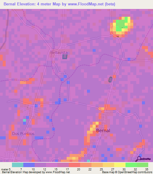 Bernal,Peru Elevation Map