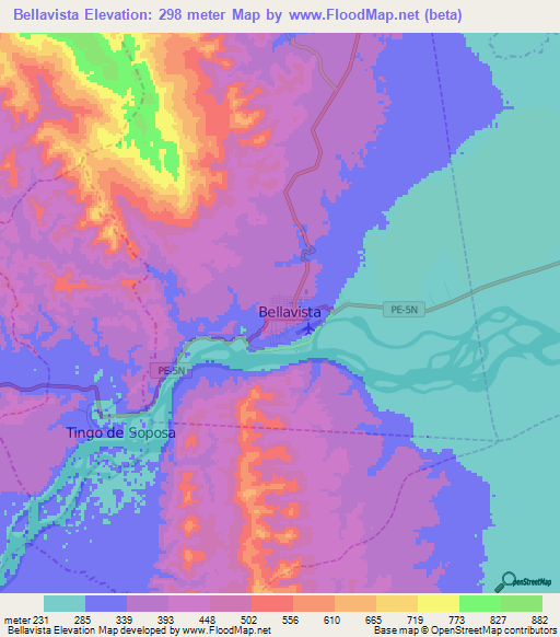 Bellavista,Peru Elevation Map