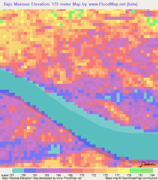 Bajo Masisea,Peru Elevation Map
