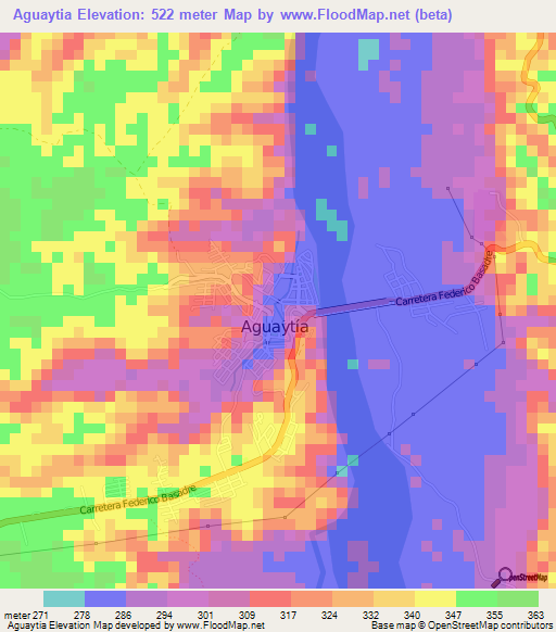 Aguaytia,Peru Elevation Map