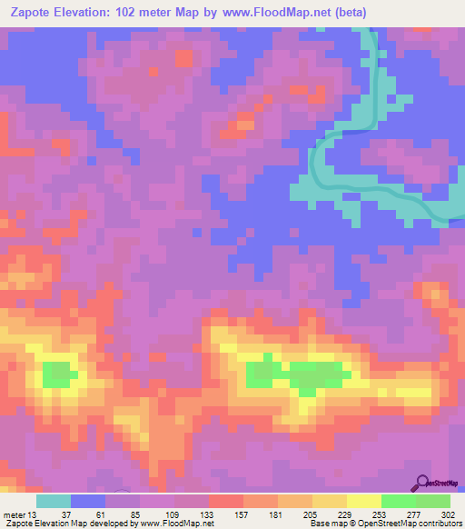 Zapote,Panama Elevation Map