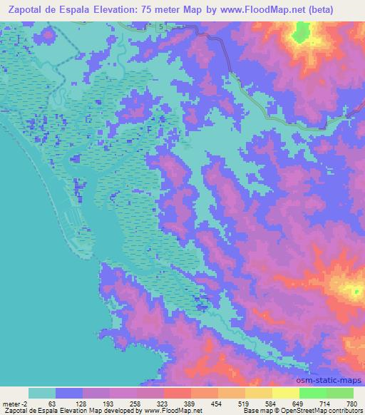 Zapotal de Espala,Panama Elevation Map