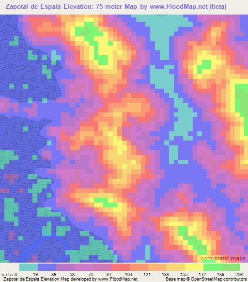 Zapotal de Espala,Panama Elevation Map