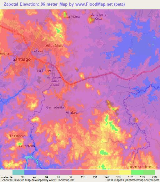 Zapotal,Panama Elevation Map
