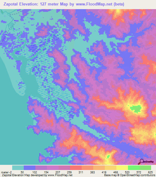 Zapotal,Panama Elevation Map