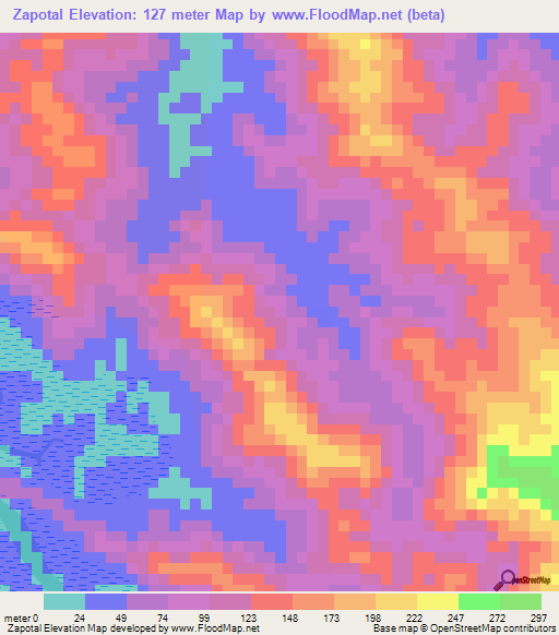 Zapotal,Panama Elevation Map