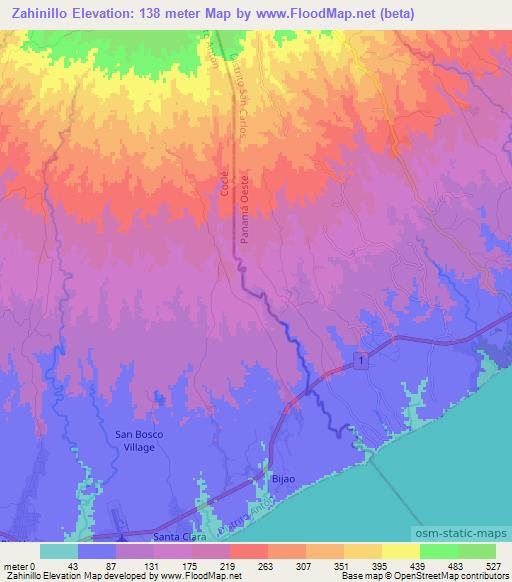 Zahinillo,Panama Elevation Map