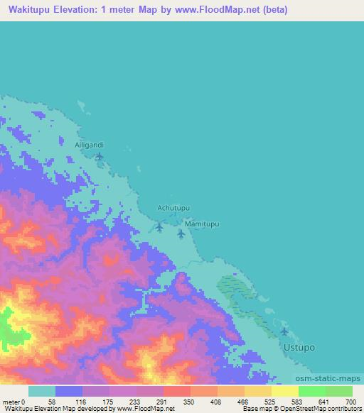 Wakitupu,Panama Elevation Map