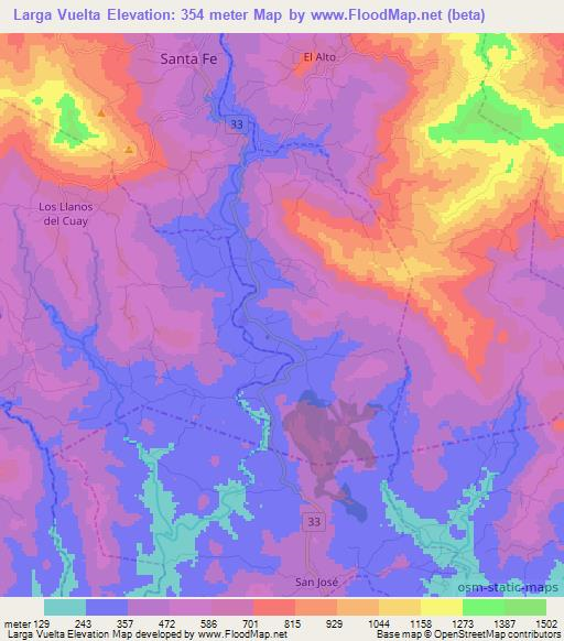 Larga Vuelta,Panama Elevation Map