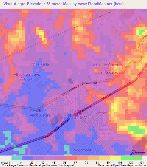 Vista Alegre,Panama Elevation Map