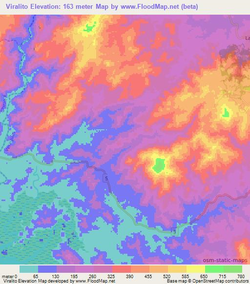 Viralito,Panama Elevation Map