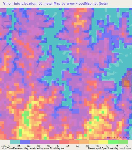 Vino Tinto,Panama Elevation Map