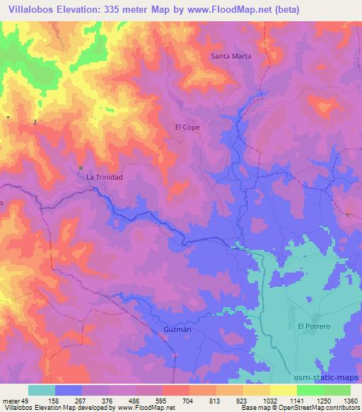 Villalobos,Panama Elevation Map