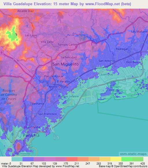 Villa Guadalupe,Panama Elevation Map