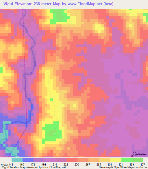 Vigui,Panama Elevation Map