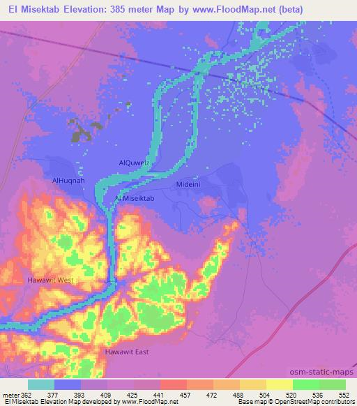 El Misektab,Sudan Elevation Map