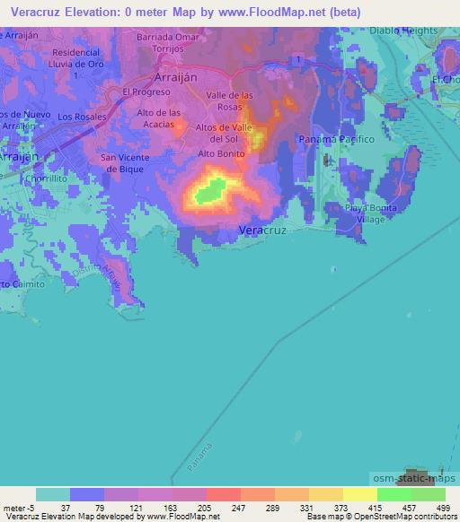 Veracruz,Panama Elevation Map