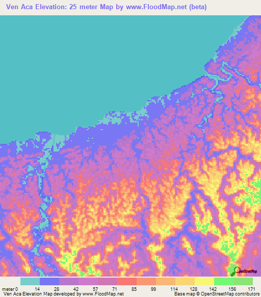 Ven Aca,Panama Elevation Map