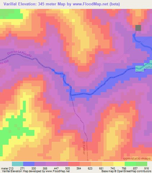 Varillal,Panama Elevation Map