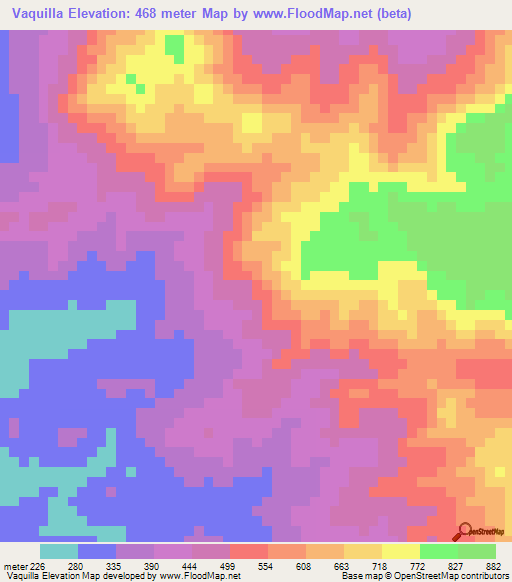 Vaquilla,Panama Elevation Map