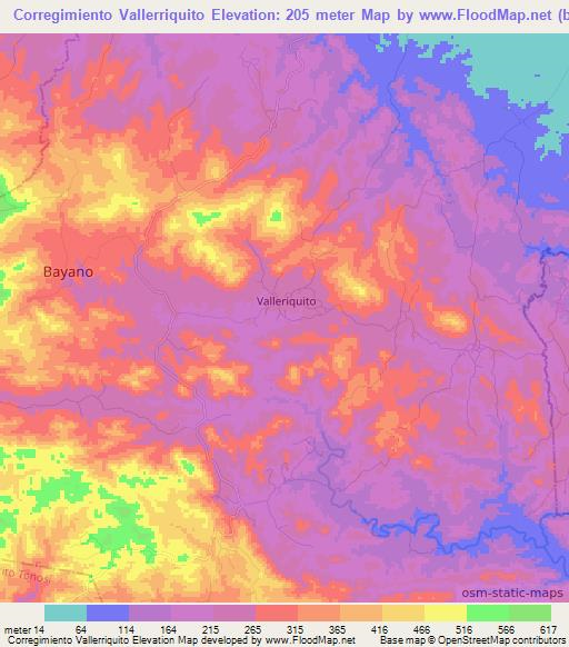Corregimiento Vallerriquito,Panama Elevation Map