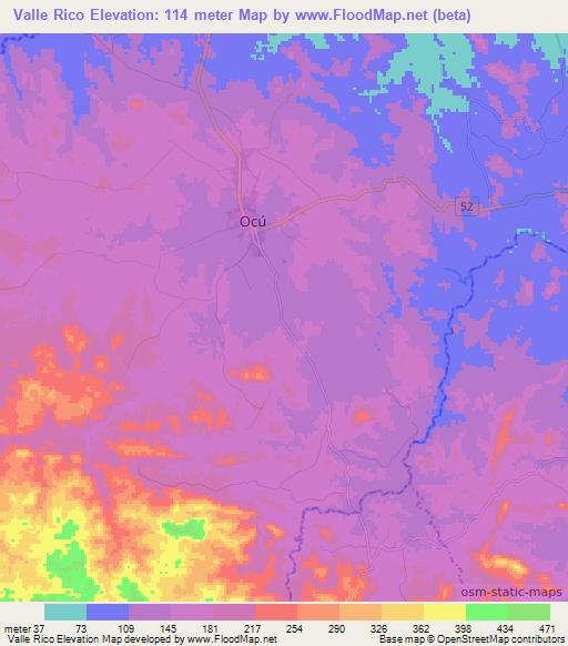 Valle Rico,Panama Elevation Map