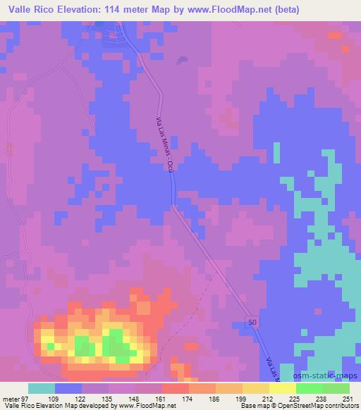 Valle Rico,Panama Elevation Map