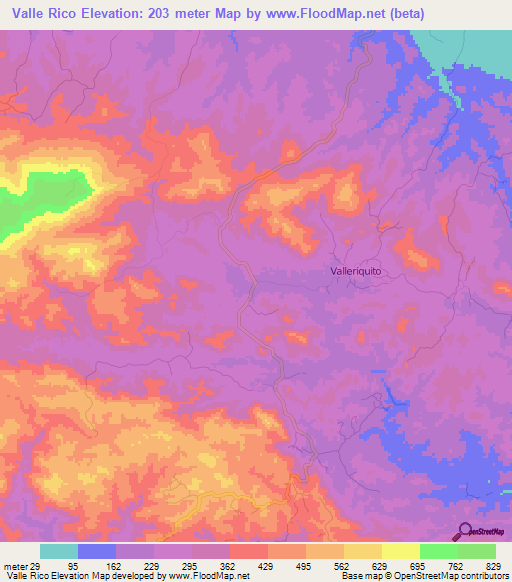 Valle Rico,Panama Elevation Map