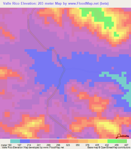 Valle Rico,Panama Elevation Map