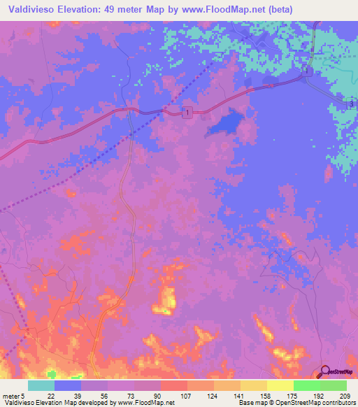 Valdivieso,Panama Elevation Map