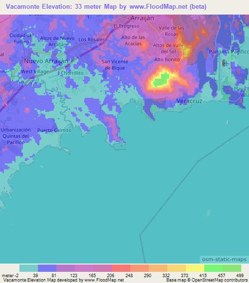 Vacamonte,Panama Elevation Map