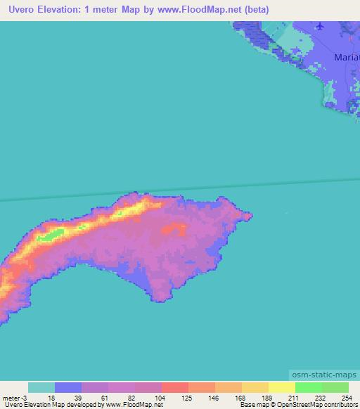 Uvero,Panama Elevation Map