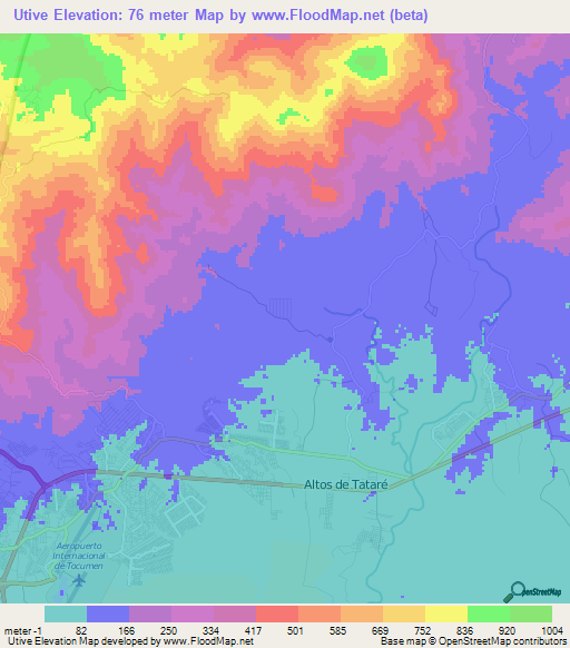 Utive,Panama Elevation Map