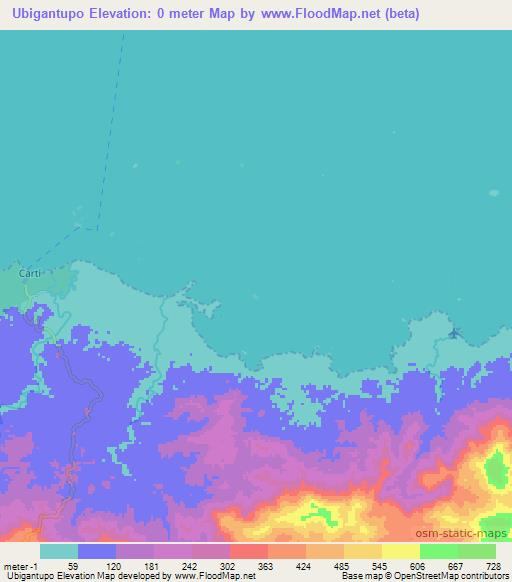 Ubigantupo,Panama Elevation Map