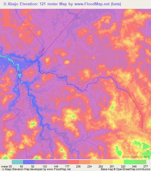 U Abajo,Panama Elevation Map