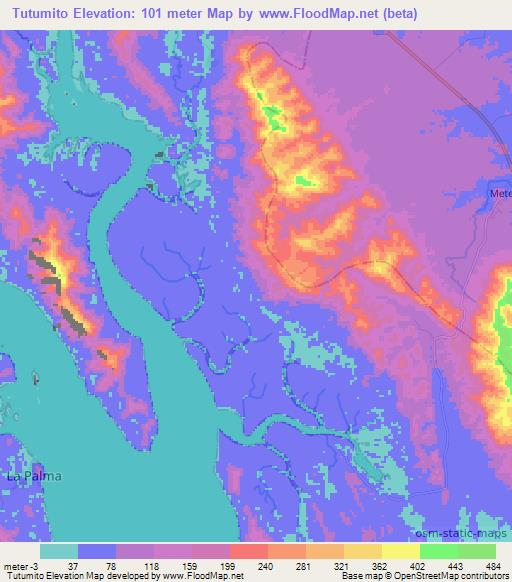 Tutumito,Panama Elevation Map