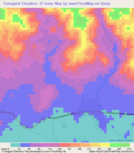 Tumaganti,Panama Elevation Map