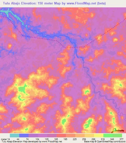 Tulu Abajo,Panama Elevation Map