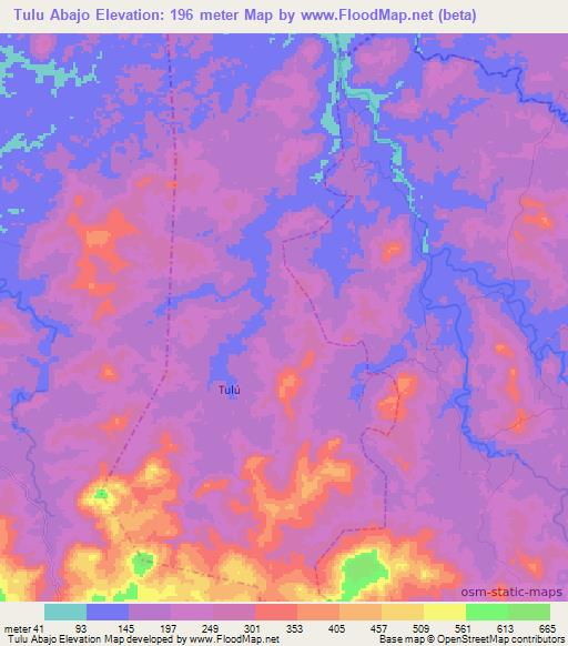 Tulu Abajo,Panama Elevation Map