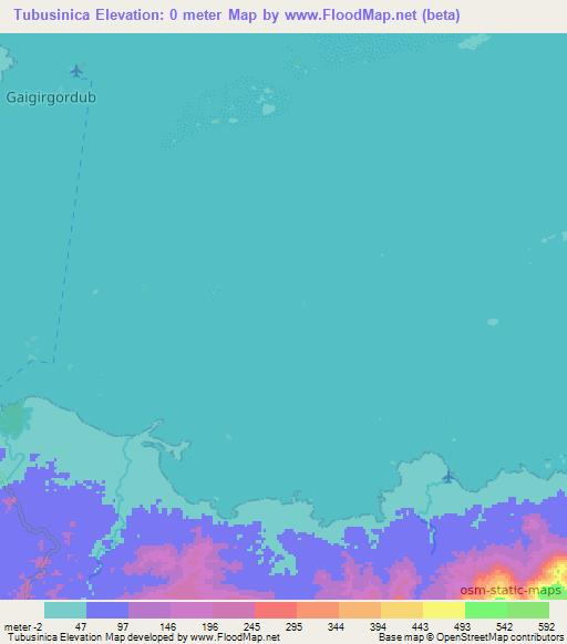 Tubusinica,Panama Elevation Map